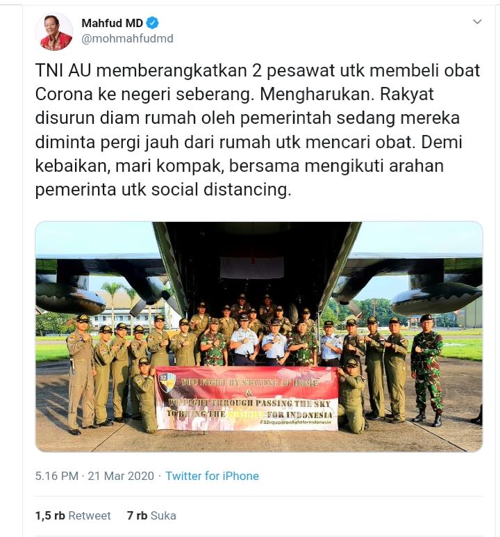 Netizen Anggap Cuitan Mahfud MD Lebay