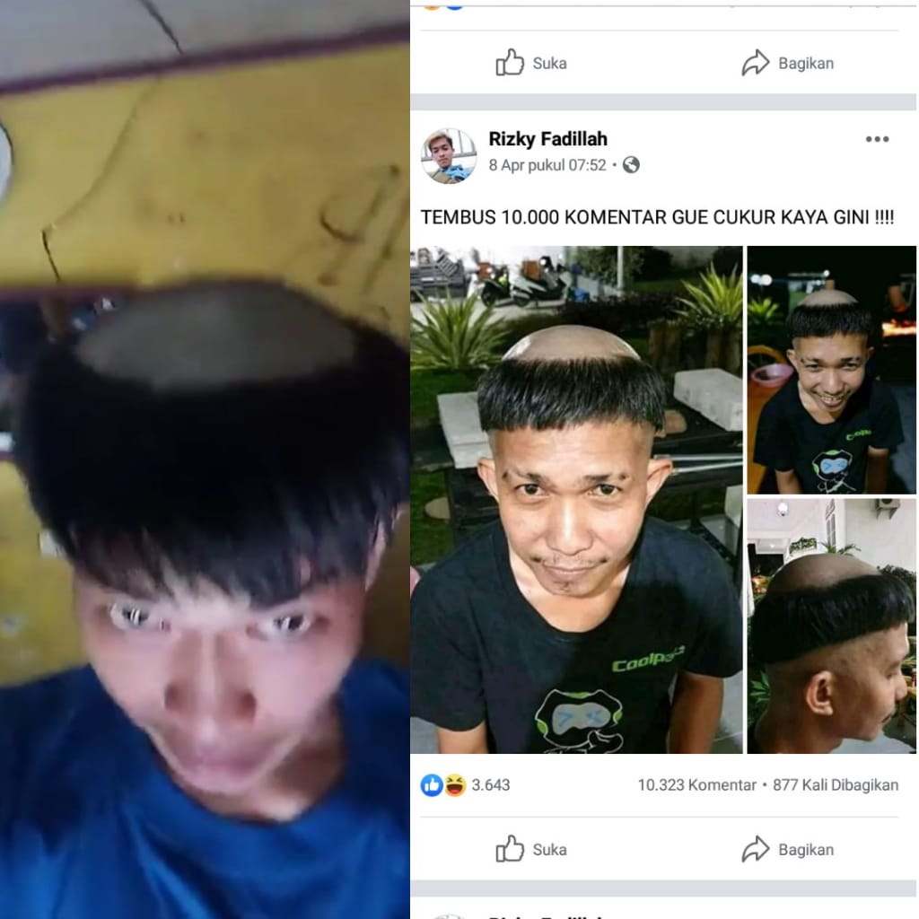 Kalah Tantangan di Facebook, Pria Asal Karawang Ini Gunduli Rambut