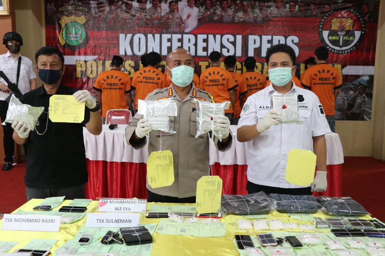 : Dalam Dua Bulan Polrestro Tangerang Kota Amankan 12 Tersangka dan 6 Kg Sabu