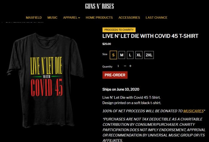 Kaus Bertuliskan “Live N’ Let Die with COVID 45” Sindir Donald Trump